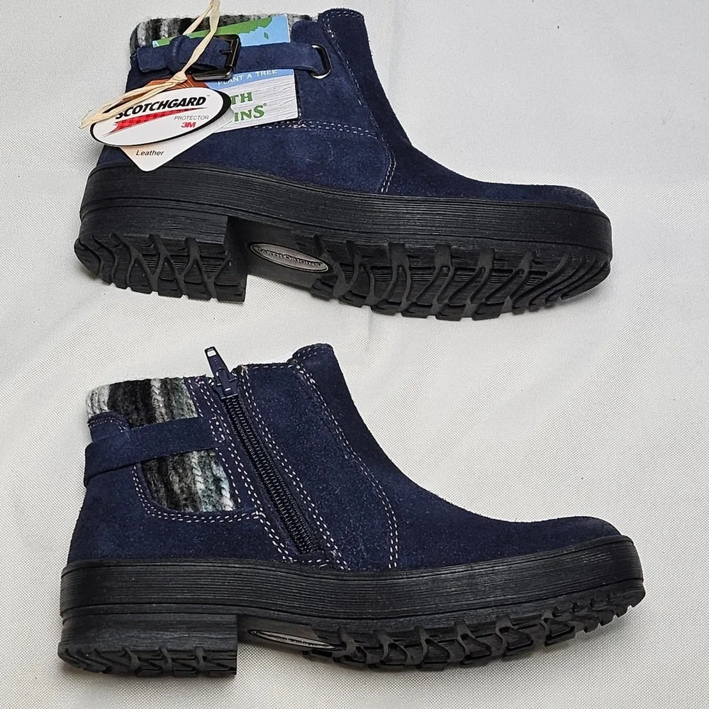Earth Origins Tate Blue Suede‎ Boots Water Repellent Aztec Sweater Womens 5.5